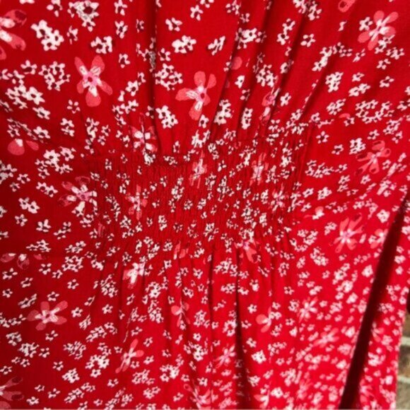 Zara Red & White Floral Mini Dress Sz M - Picture 7 of 8